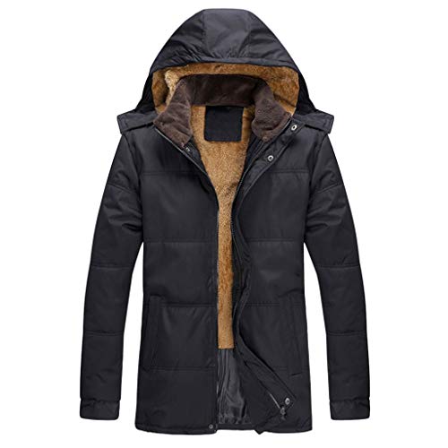 Celucke Winterjacke Herren Gefüttert Wattierte Jacke Warme Dicke Winter Parka mit Kapuze, Männer Daunenparka Mode Kapuzenjacke Steppjacke (Schwarz, XXXXXL) von Celucke