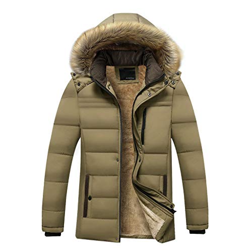 Celucke Winterparka Herren Gefüttert Winterjacke Warme Dicke Winter Parka Mit Kunstfell Kapuze, Männer Wattierte Jacke Kapuzenjacke Wintermantel (Gelb, XXXL) von Celucke