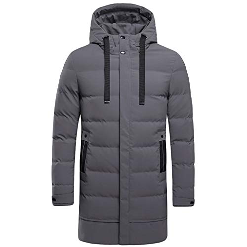 Celucke Winterparka Herren Gesteppte Parka-Jacke Lange Winterjacke Mit Kapuze, Männer Pufferjacke Dicke Winter Warme Daunenparka Wattierte Jacke Mode Kapuzenparka (Grau, XXXXL) von Celucke