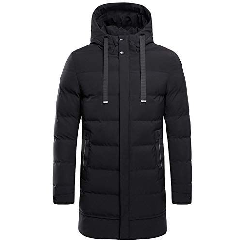 Celucke Winterparka Herren Gesteppte Parka-Jacke Lange Winterjacke Mit Kapuze, Männer Pufferjacke Dicke Winter Warme Daunenparka Wattierte Jacke Mode Kapuzenparka (Schwarz, XXXL) von Celucke