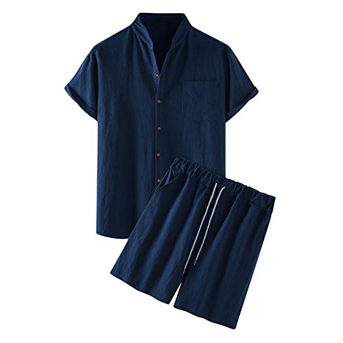 Celucke Zweiteiler Herren Leinenanzug Sommer Freizeitanzug Einfarbig 2-teilig Kurzarm Button Down Revers Hemd und Shorts Festival Outfit Beach Leinenhemd Kurze Hose Set Baumwolle Leinen Anzug Celucke Zweiteiler Herren Leinenanzug Sommer Freizeitanzug Einfarbig 2-teilig Kurzarm Button Down Revers Hemd und Shorts Festival Outfit Beach Leinenhemd Kurze Hose Set Baumwolle Leinen Anzug von Celucke