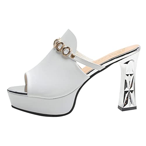 Damenschuhe Keilabsatz Sandalen Brötchen Dicke Damensandalen Freizeitsandalen Mode Freizeit Atmungsaktive Schuhe Keile außen Frauen Stiefeletten Schwarz (White, 39) von Celucke