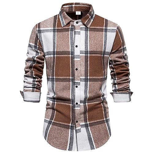 Flanellhemd Herren Kariert Gefüttert Langarmhemd Slim fit Hemd Freizeithemd Lange Ärmel Flanellhemden Casual Button Down Mit Brusttasche Arbeitshemd Regular fit Holzfäller Karohemd von Celucke