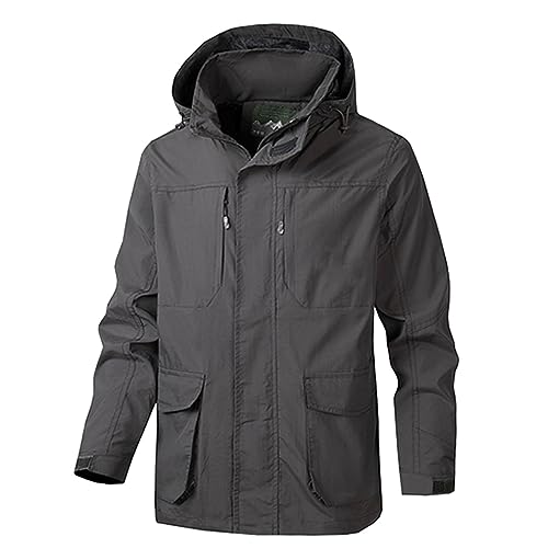 Friesennerz für Herren Wasserdicht Atmungsaktiv Parka Jacke Regenjacke Winddicht mit Mehreren Taschen Kapuzenjacke Softshelljacken Winter Outdoor Funktionsjacke von Celucke