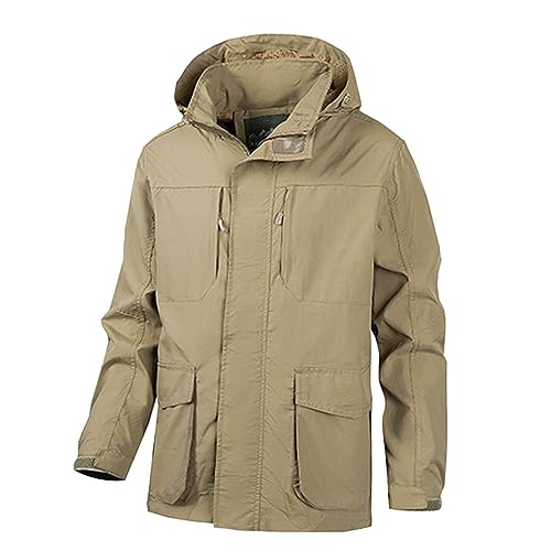 Friesennerz für Herren Wasserdicht Atmungsaktiv Parka Jacke Regenjacke Winddicht mit Mehreren Taschen Kapuzenjacke Softshelljacken Winter Outdoor Funktionsjacke von Celucke