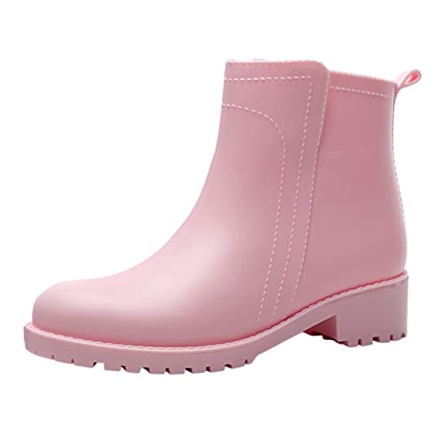 Gummistiefel Damen Regenstiefel Chelsea Boots Kurzschaft Röhre Reitstiefel Wasserdicht Rutschfeste Gummistiefeletten Wasserschuhe von Celucke