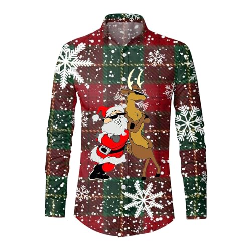 Hemd Herren Langarm Weihnachten 2024 Weihnachtshemd Lustig 3D Druck Hawaii Hemden Slim Fit Freizeithemd Revers Button Up Christmas Shirt Männer Funky X-Mas Hawaiihemd Hemd Herren Langarm Weihnachten 2024 Weihnachtshemd Lustig 3D Druck Hawaii Hemden Slim Fit Freizeithemd Revers Button Up Christmas Shirt Männer Funky X-Mas Hawaiihemd von Celucke
