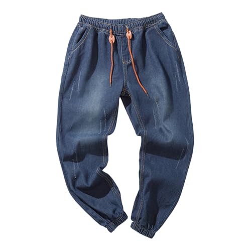 Herren Jeans Stretch Schnürhose Stoffhose Bequeme Hose Freizeithose Männer Hosen mit Kordelzug Jogging Jeanshose Casual Elastische Taille Hose Große Streetwear Sommerhose von Celucke