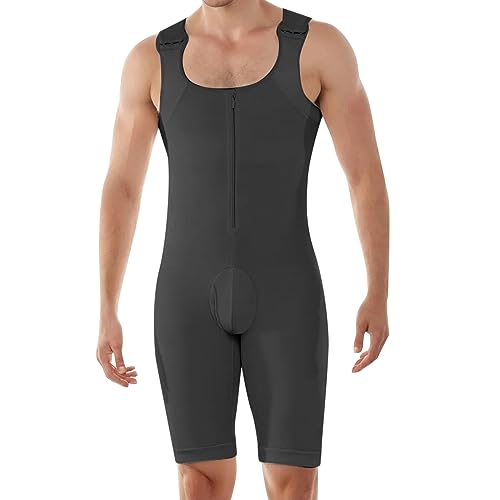 Herren Shapewear Bodysuit Body Shaper Vest Kompressions Unterhemd Butt Lifter Miederhose Männer Fitness Kompression Unterwäsche Bauchweg Stark Formend Miederbody mit Bein Shaping Bodysuits von Celucke