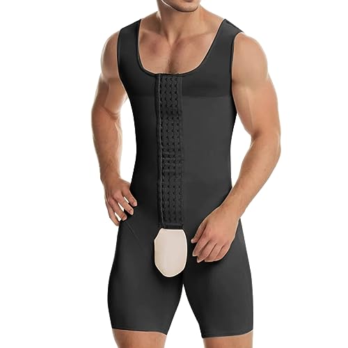 Herren Shapewear Bodysuit Body Shaper Vest Kompressions Unterhemd Butt Lifter Miederhose Männer Fitness Kompression Unterwäsche Bauchweg Stark Formend Miederbody mit Bein Shaping Bodysuits von Celucke