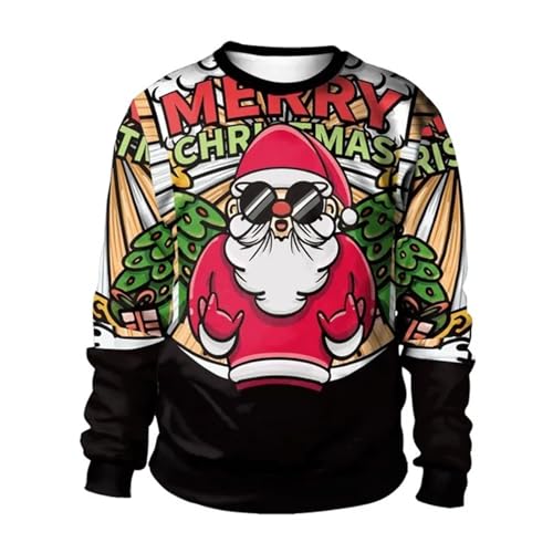 Herren Sweatshirt Weihnachtspullover Pullover Rundhals Langarmshirt Ugly Christmas Sweater mit Weihnachtsdruck Männer Party Style Langarmshirt Herbst Winter Xmas Hässliche Pulli von Celucke