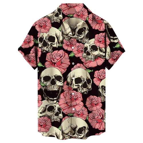 Kurzarmhemd Herren Sommer Hemden mit Totenkopf Druck Strandhemd Freizeit Lose fit Freizeithemd Leichtes Sommerhemd Knopfleiste Atmungsaktive Shirts mit Revers Herrenhemd für Urlaub Strand Kurzarmhemd Herren Sommer Hemden mit Totenkopf Druck Strandhemd Freizeit Lose fit Freizeithemd Leichtes Sommerhemd Knopfleiste Atmungsaktive Shirts mit Revers Herrenhemd für Urlaub Strand von Celucke