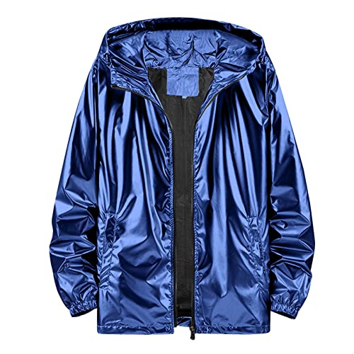 Männer Warme Jacke Einfarbig Winter Jacken Mit Kapuze Metall Glänzende Windjacke Parka Reißverschluss Cardigan Dünne Manteljacke Wintermantel Softshelljacken Übergangsjacke von Celucke