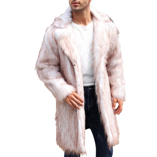 Pelzmantel Herren Lang Fellmantel Plüsch Jacke Kunstfell Winterjacke Warm Mantel Pelzjacke Langarm Revers Faux Pelz Lose Cardigan Felljacke Wintermantel Pelzmantel von Celucke