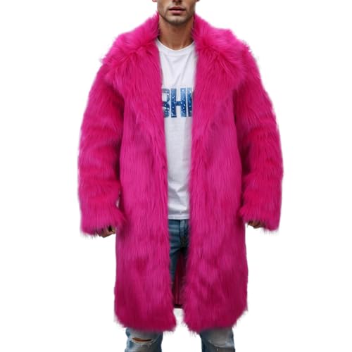 Pelzmantel Herren Lang Mantel Kunst Felljacke Winterjacke Männer Parka Kunstpelz Lange Jacke Faux Fur Fellmantel Plüsch Fur Coat Cardigan Lose Wintermantel Revers Pelzjacke Jacke von Celucke