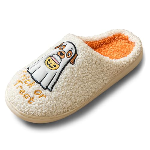 Plüsch Hausschuhe Damen Winter Warme Halloween Kürbis Cartoon Druck Slipper mit Rutschfester Sohle Kuschelig Pantoffeln Bequeme Indoor Geschlossene Filzpantoffeln Hauspantoffeln Plüsch Hausschuhe Damen Winter Warme Halloween Kürbis Cartoon Druck Slipper mit Rutschfester Sohle Kuschelig Pantoffeln Bequeme Indoor Geschlossene Filzpantoffeln Hauspantoffeln von Celucke