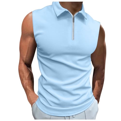 Polo Shirt Herren Ärmellos Sommer Tank Top Sport Poloshirt Reißverschluss Revers Einfarbig T-Shirt Lässig Tankshirt Atmungsaktiv Weste Männer Slim Fit Golf Tennis Polohemd Tshirt Polo Shirt Herren Ärmellos Sommer Tank Top Sport Poloshirt Reißverschluss Revers Einfarbig T-Shirt Lässig Tankshirt Atmungsaktiv Weste Männer Slim Fit Golf Tennis Polohemd Tshirt von Celucke