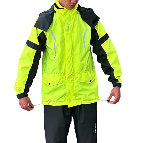 Regenjacke Herren Leicht Wasserdicht Fahrradjacke Winddichte Faltbare Regenmantel mit Kapuze Fahrrad Rain Windbreaker Windjacke Reflektierend Kapuzenjacke Camping Outdoor Jacket von Celucke