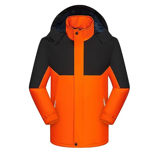 Regenjacke für Herren Friesennerz Samt Gefüttert Wasserdicht Atmungsaktiv Patchwork Winter Kapuzenjacke Regenmantel Winddicht Outdoor Winterjacke Mit Kapuze Übergangsjacke Windbreaker von Celucke