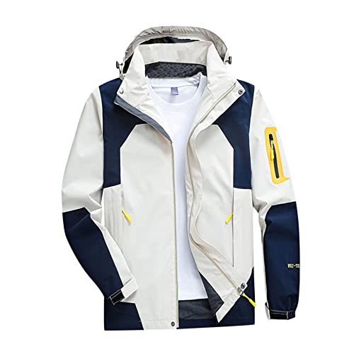 Regenjacke für Herren Wasserdicht Regenmantel mit Abnehmbarer Kapuze Leicht Regen Jacke Dünne Friesennerz Winddicht Atmungsaktiv Softshelljacken Winter Übergangsjacke Fahrrad Windbreaker von Celucke