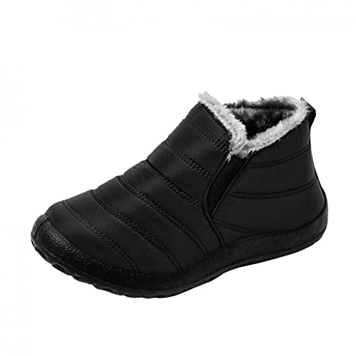 Celucke Stiefel Damen Flach Schuhe Fleece Warme Ankle Boots Winter Schneestiefel Wasserdichte Kurzschaft Samtstiefel Schlupfstiefel Einfarbig Outdoorstiefel von Celucke