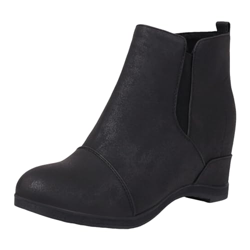 Stiefeletten Damen Mit Absatz Ankle Boots Spitze Stiefel Winter Kurzstiefel Mit Reissverschluss Frauen Schuhe Bequem Damenschuhe Mode Elegant Halbstiefel Einfarbig Freizeit Retro Kurze Damenstiefel von Celucke