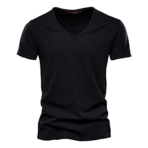 T-Shirt Herren V-Ausschnitt 100% Baumwolle Einfarbig Kurzarm Shirt Sommer Regular fit Tshirt Männer Atmungsaktiv Sportshirts 2025 Basic T-Shirt Casual Herrenshirt Top T-Shirt Herren V-Ausschnitt 100% Baumwolle Einfarbig Kurzarm Shirt Sommer Regular fit Tshirt Männer Atmungsaktiv Sportshirts 2025 Basic T-Shirt Casual Herrenshirt Top von Celucke