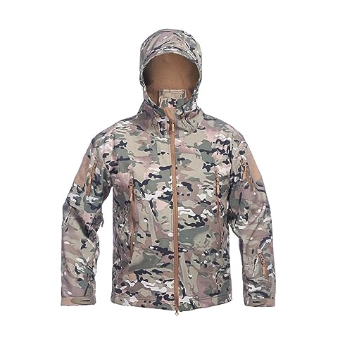 Tarnjacke Herren Wasserdichte Windbreaker Sommer Feldjacke Leicht Bundeswehr Regenjacke Atmungsaktiv Trainingsjacke mit Kapuze Softshelljacke Tarnmuster Jacke von Celucke