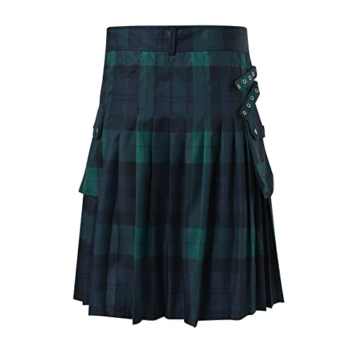 Traditioneller Kilt Herren Schottland Rock Mode Schottischer Rock Neue Männer Rock Utility Männlich Klassischer Retro Rock Mittelalterliche Faltenröcke Spleiß Schottischer Kilt von Celucke