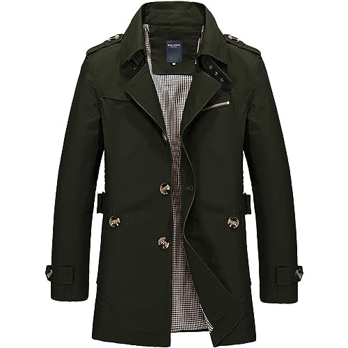 Trenchcoat Herren Lang Mittellang Klassischer Mantel mit Gürtel Jacke Winter Windbreaker Winddicht Mantel Wintermantel von Celucke