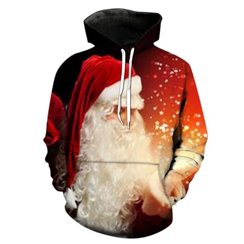 Weihnachten Hoodie Herren Weihnachtspullover LED Blitz Weihnachtsbaum Schneemann 3D Druck Sweatshirt mit Kapuze Winter Lustig Christmas Pullover Funky Kapuzenpullover Weihnachtspulli Xmas Pulli von Celucke