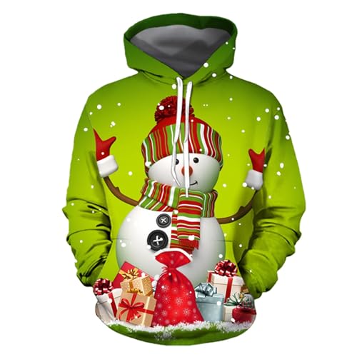 Weihnachten Hoodie für Herren Unisex LED Blitz Weihnachtsmann Brust Muster Kapuzenpullover Pullover mit Kapuze 3D Druck Hip Hop Oversized Sweatshirt mit Tasche Hoody Lustig Christmas Kapuzenpulli von Celucke