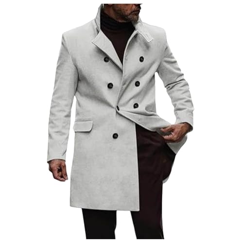 Wintermantel Herren Wolle Mantel Slim Fit Wollmantel Winter Lang Business Winterjacke Herrenmantel Einfarbige Revers Winterparka mit Taschen Bequeme Warm Trenchcoat Outdoor Jacken von Celucke