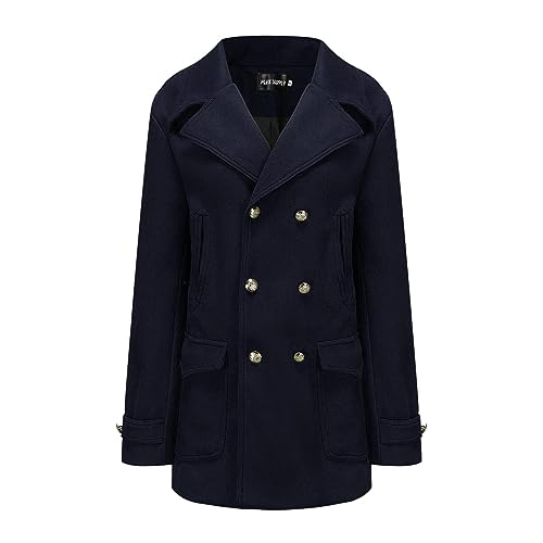 Wollmantel Herren Winter Kurz Dufflecoats Zweireihiger Trenchcoat Wolle Wintermantel Warm Regular fit Männer Mantel Revers Taste Business Jacke von Celucke