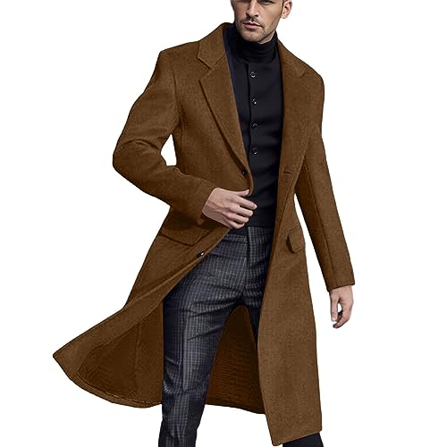 Wollmantel Herren Winter Lang Business Mantel Wolle Dufflecoats Trenchcoat Einfarbig Wintermantel Slim fit Windbreaker Casual Jacke Übergangsjacke Männer Freizeitjacke Herrenmantel von Celucke