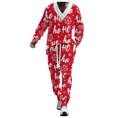 Zweiteiliges Outfit Herren Weihnachten Print Langarm Hemd Und Hose Sport Set Teenager-Anzug Baggy Lustig Gestrickte Weihnachtsanzug Freizeitanzug 2024 Pullover Mit V-Ausschnitt Freizeithosen Outfit Zweiteiliges Outfit Herren Weihnachten Print Langarm Hemd Und Hose Sport Set Teenager-Anzug Baggy Lustig Gestrickte Weihnachtsanzug Freizeitanzug 2024 Pullover Mit V-Ausschnitt Freizeithosen Outfit von Celucke