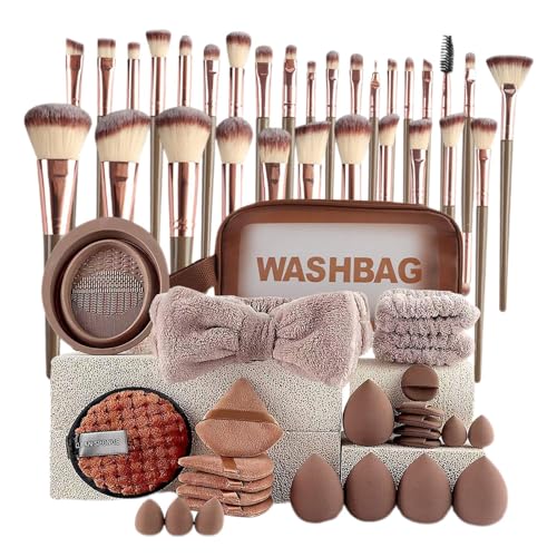 Celuicion Make -up -Bürstenset, Lidschattenbürsten - 56x Foundation Blush Concealer Pinsel Kit,Tragbares Make -up -Kit für Anfänger, Profis, Frauen, Mädchen von Celuicion