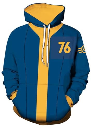 Cemaxjo Lucy Cosplay Fall-Out Hoodie Blau Pullover Vault Tec 33 Zip up Jacke Sweatshirt Kostüm (DE/NL/SE/PL, Alphanumerisch, M, Regular, Regular, Hoodie - 3) von Cemaxjo
