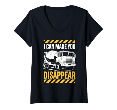 Damen Betonmischer LKW verschwinden lustiger Humor Konstruktion T-Shirt mit V-Ausschnitt von Cement Builder Driver Engineer Worker Heavy Equip