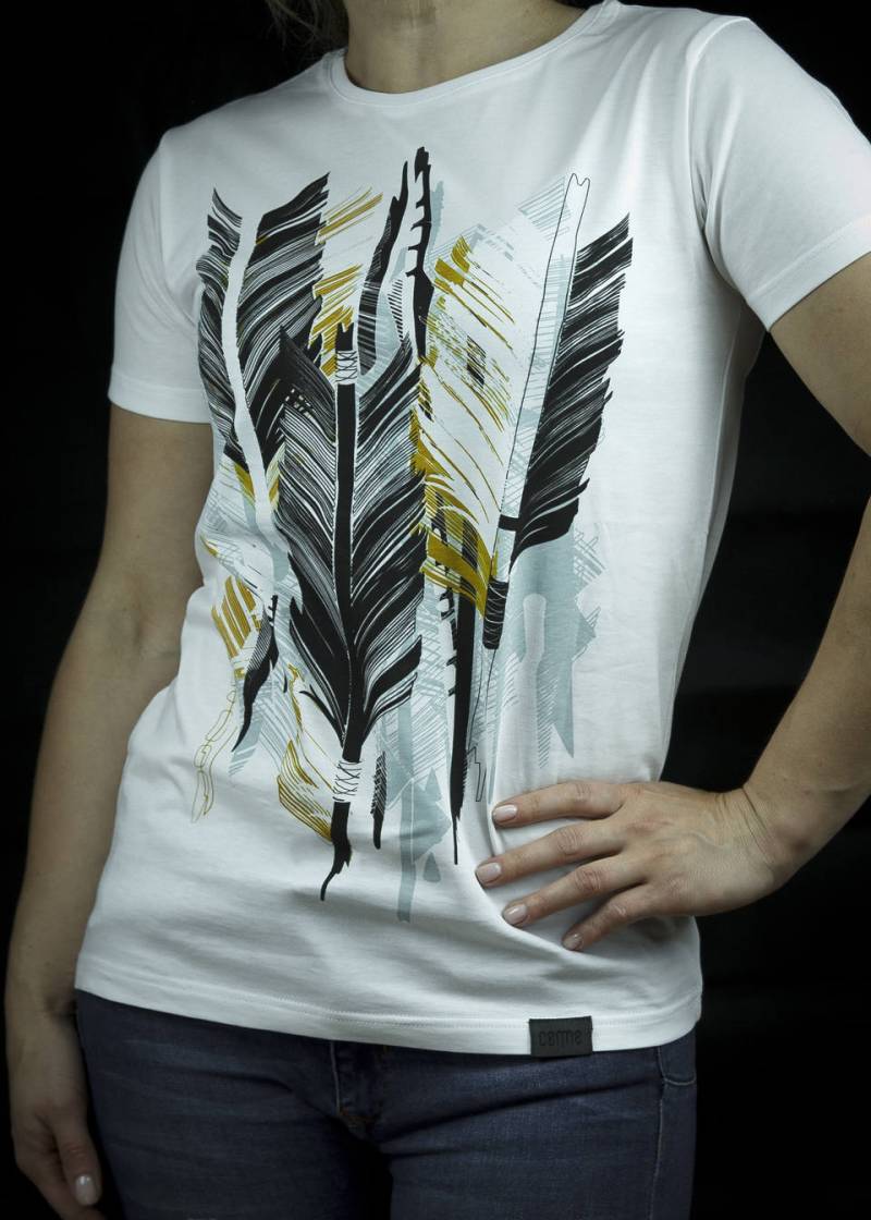 Unisex T Shirt Siebdruck Pfeile Feder Design von Cemmeshirts