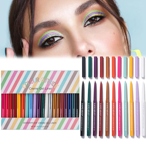 20 PCS Colored Eyeliners Pencil Set, Waterproof Eyeliner Pencil, Retractable Colored Eyeliner, Long Lasting Natural Matte Eyeliner Pencil, Colorful Eye Liner Pencils for Women (Colorful) von Cemssitu