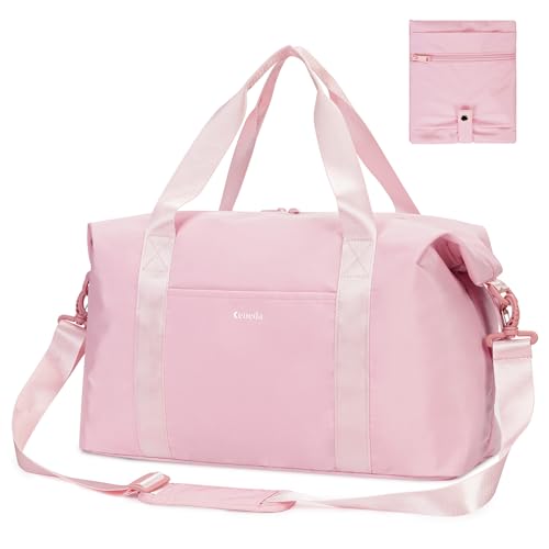 Ceneda Reisetasche Handgepäck Sporttasche Damen Handgepäck Tasche für Flugzeug Easyjet 45x36x20 Faltbare Reisetasche Camping Weekender Bag(Rosa) von Ceneda