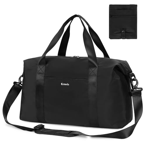 Ceneda Reisetasche Damen Handgepäck Tasche für Easyjet 45x36x20 Faltbar Flugzeug Weekender und Herren Sporttasche Reisetasche Handgepäck(Schwarz) von Ceneda