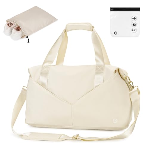 Ceneda Kleine Sporttasche Reisetasche mit Nassfach 45x36x20cm Trainingstasche für Damen Herren (Beige) von Ceneda