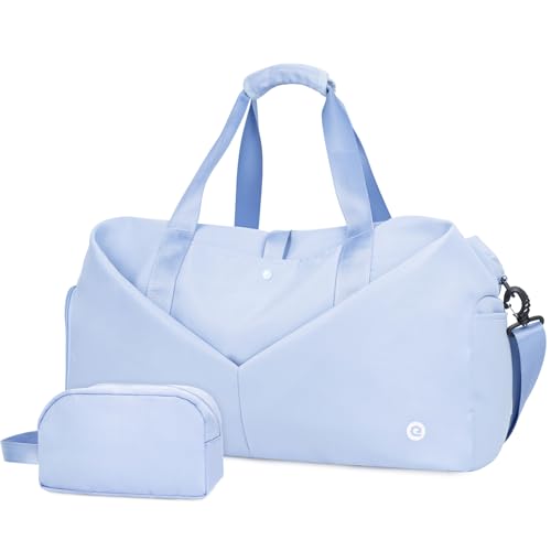 Ceneda Sporttaschen Klassische mit Schuhfach und Nassfach Tragbare Übernachtungs Wochenendtasche Reisetasche Yoga Tasche für Damen und Herren Gym Bag (Hellblau) von Ceneda