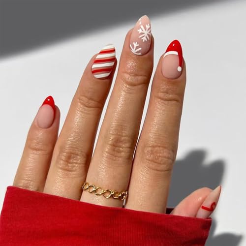 30 PCs FRCNCH TIP TIPAL FALSE NALS MALMOND SHOFE Full Cover Stick On Christmas Press An Mit Bögen Designs von Cenifin