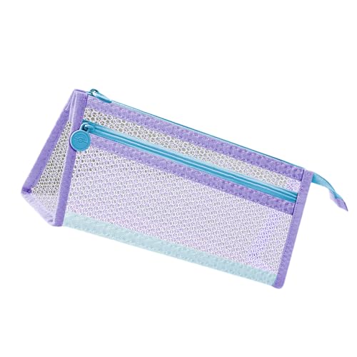 Cenifin Ästhetische Stiftbeutel Doppelschichten Stiftkoffer Großer Kapazität Bleistiftbeutel Clear Bleistift Case School Office Supplies Doppelschichten Mesh Clear Organisatoren von Cenifin