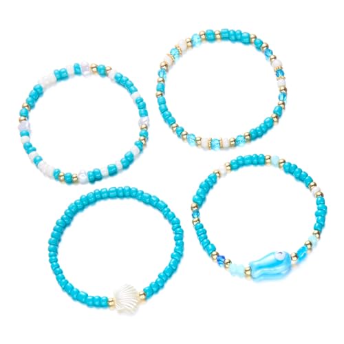 Cenifin Dehnbare Muschel Armbänder Stapelbare Strandschmuck Keramik Fischperlen Design Handgefertigte Heiß Tag Armband Accessoires Elastic Muscheln Armbänder von Cenifin