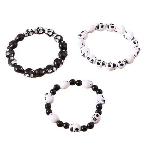 Cenifin Einzigartiges Schädelperlen Stretcharmband Für Partykleidung Stilvoller Harz Perlen Handchain Schmuck Vielseitige Mode Armband Harz Perlen Armband von Cenifin