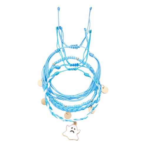 Cenifin Halloween Mehrschichtiger Perlenarmband Mit Kürbisspeschen Charme Farbenfrohe Reisperlen Verstellbarer Stapelbarer Schmuck Für Frauen Girls Legierung Charme Armband von Cenifin